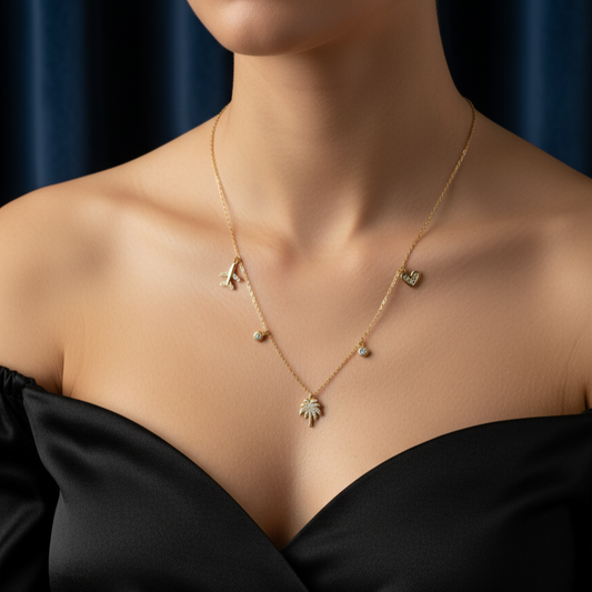 Anti-Tarnish Travel-Inspired Charm Necklace