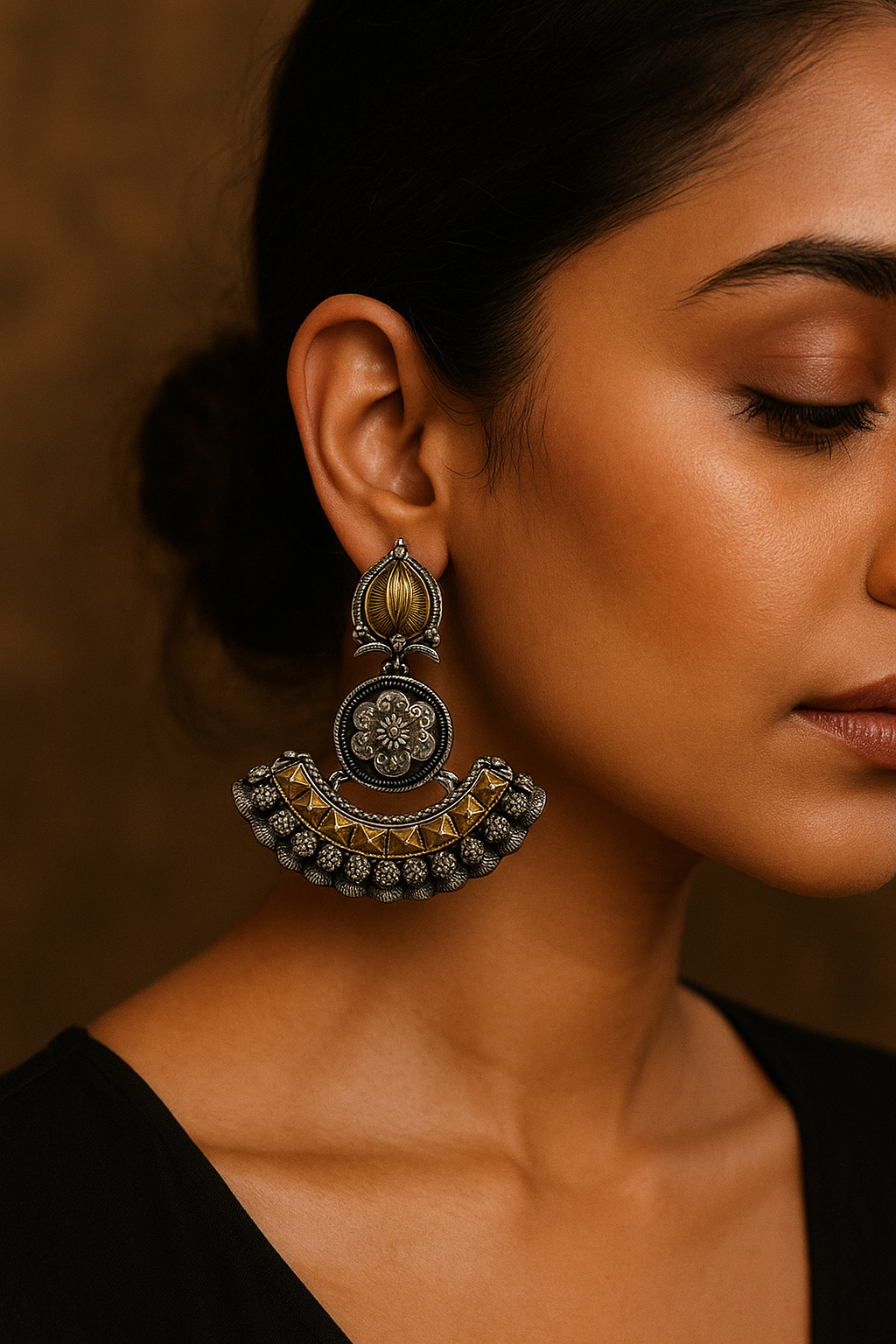 Elegant Oxidized Statement Earrings with Intricate Detailing