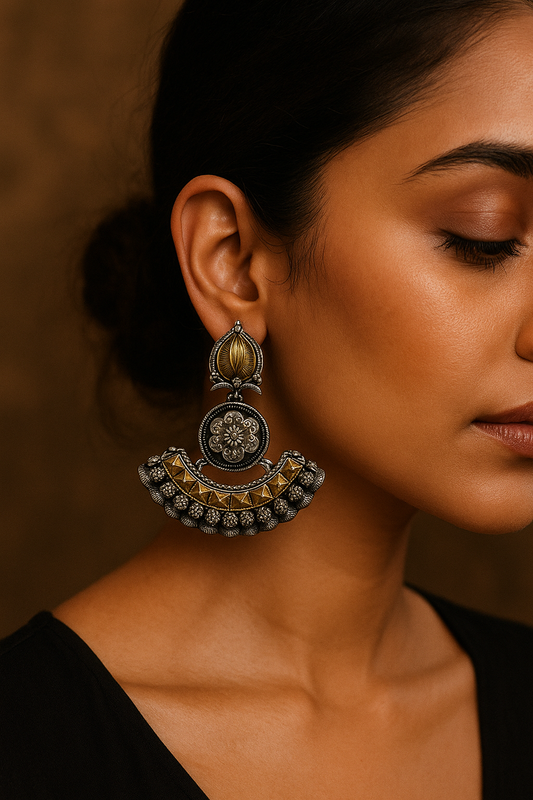 Elegant Oxidized Statement Earrings with Intricate Detailing