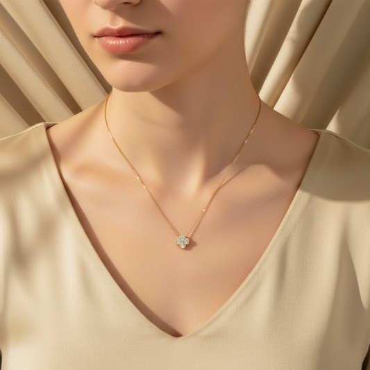 Anti-Tarnish Gold Flower Pendant Necklace – Elegant Everyday Jewelry for Women